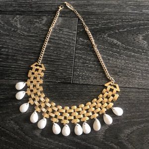 Gold & White Statement Boutique Necklace
